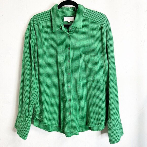 Xirena Pine Sky Jordy Plaid Shirt Button Down Womens Medium Classic Career Green - Picture 1 of 10